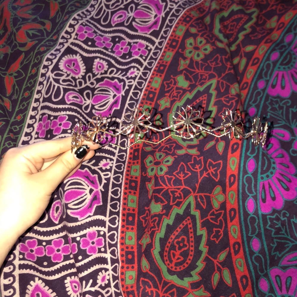 Golden Floral Metal Hippy Headband/Crown